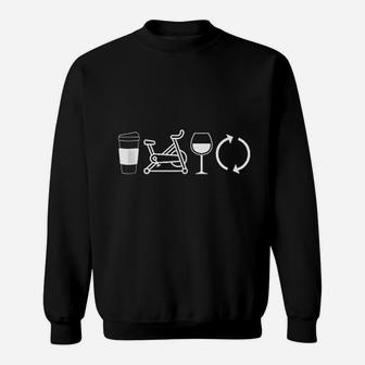 Coffee Spin Wine Repeat Funny Spinning Class Workout Gym Sweatshirt | Crazezy CA