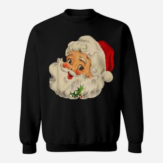 Cool Vintage Christmas Santa Claus Face Sweatshirt | Crazezy
