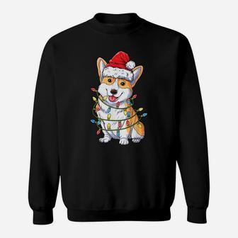 Corgi Santa Christmas Tree Lights Xmas Gifts Boys Kids Men Sweatshirt | Crazezy UK