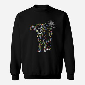Cow Christmas Light Tree Cow Xmas Snow Lover Sweatshirt | Crazezy DE