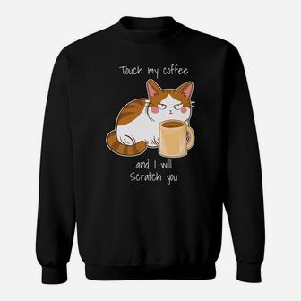 Cute Angry Cat Coffee Monday Caffeine Sweatshirt | Crazezy