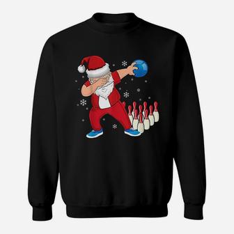 Dabbing Santa Bowling Pajama Funny Christmas Xmas Gift Sweatshirt | Crazezy