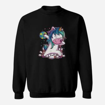Dabbing Unicorn Bowling Birthday Party Gift For Girls Sweatshirt | Crazezy