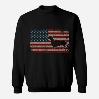 Dachshund America Flag Patriotic Weiner Dog Gift Sweatshirt Sweatshirt | Crazezy