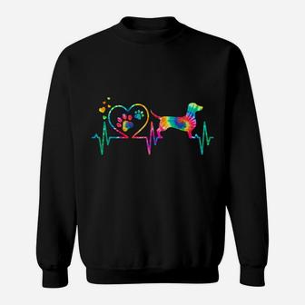 Dachshund Doxie Weenie Mom Dad Heartbeat Tie Dye Dog Gift Sweatshirt | Crazezy DE