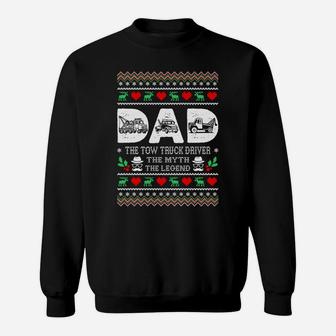 Dad Tow Truck Driver The Myth Legend Christmas Ugly Sweater Sweatshirt | Crazezy