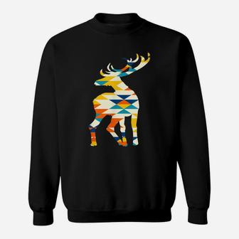 Deer Silhouette Native American Earth Zodiac Indigenous Sweatshirt | Crazezy