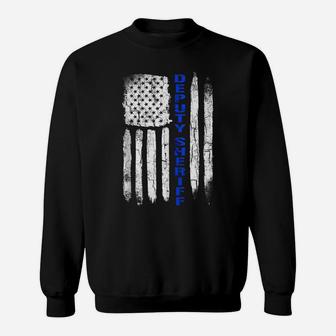 Deputy Sheriff Shirts For Men Thin Blue Line American Flag Sweatshirt | Crazezy DE
