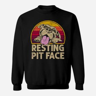 Dog Pitbull Resting Pit Face Funny Gift For Pitbull Lovers Sweatshirt | Crazezy UK