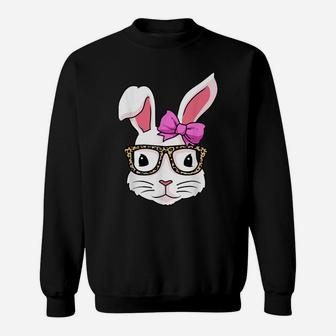 Easter Shirt Leopard Print Glasses Egg Hunting Easter Bunny Sweatshirt | Crazezy AU