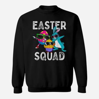 Easter Squad Dabbing Bunny Chick Egg Hunting Matching Family Sweatshirt | Crazezy CA