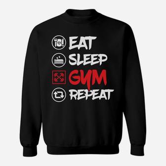 Eat Sleep Gym Repeat Daily Fitness Schedule Sweat Shirt | Crazezy AU