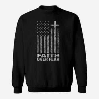 Faith Over Fear Shirt Cool Christian Flag Tee For Men Women Sweatshirt | Crazezy