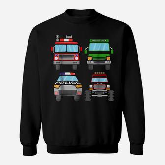 Fire Truck Garbage Truck Monster Truck Police Car Sweatshirt | Crazezy UK