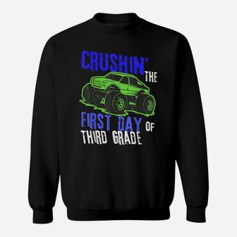 First Day Of School Back To Monster Truck Boys 3Rd Grade Sweatshirt | Crazezy