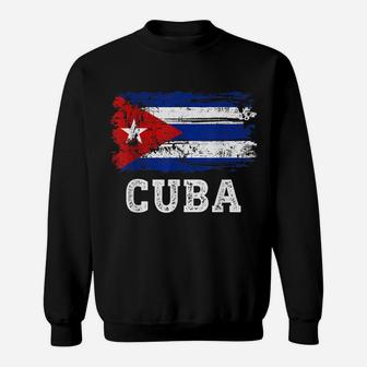 Free Cuba Retro Cuban Flag Distressed Design Gift Men Women Sweatshirt | Crazezy UK