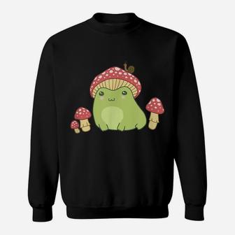 Frog With Mushroom Hat & Snail - Cottagecore Aesthetic Sweatshirt | Crazezy