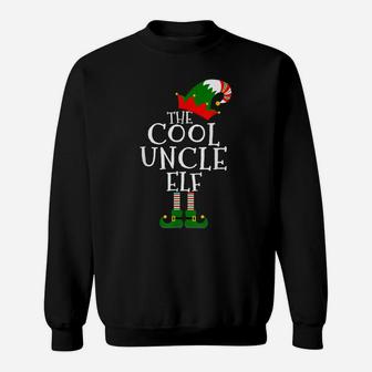 Fun The Cool Uncle Elf Gift Matching Family Group Christmas Sweatshirt | Crazezy UK