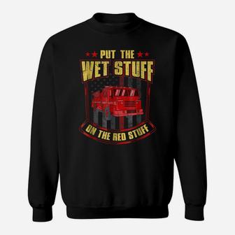Funny Firefighter Gift Shirt Thin Red Line Flag Fire Truck Sweatshirt | Crazezy