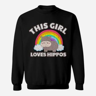 Funny Hippopotamus This Girl Loves Hippos Womens Hippo Gift Sweatshirt | Crazezy AU