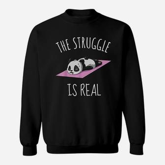 Funny Panda Yoga Exercise The Struggle Is Real Sweatshirt | Crazezy DE