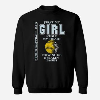 Funny Proud Softball Dad T-Shirt - Girl Stole My Heart Sweatshirt | Crazezy