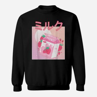 Funny Retro 90S Japanese Kawaii Strawberry Milk Shake Carton Sweatshirt | Crazezy