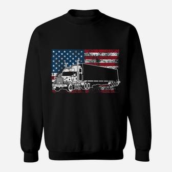 Funny Truck Driver American Flag 4Th Of July Trucker Gift Sweatshirt | Crazezy