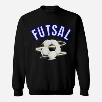 Futsal 2019 Soccer With Futsal Ball Blue And White Graphic Sweatshirt | Crazezy DE