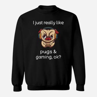 Gamer Shirt Funny Pug Lover Video Games Dog Pug Gaming Sweatshirt | Crazezy