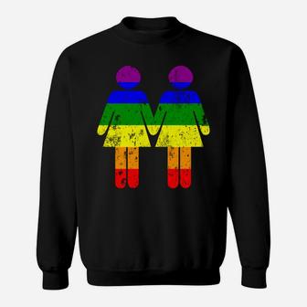 Girls Holding Hands Rainbow Flag Gay Pride Lesbian Sweatshirt Sweatshirt | Crazezy UK