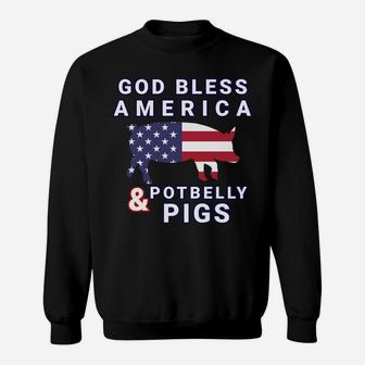 God Bless America & Potbelly Pigs American Flag Pig Sweatshirt Sweatshirt | Crazezy UK