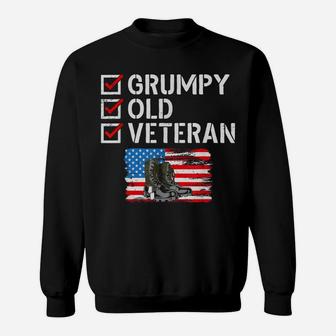 Grumpy Old Veteran Patriotic American Military Veteran Flag Sweatshirt | Crazezy