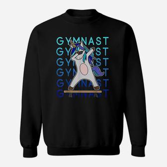 Gymnast Dabbing Unicorn Girls Gymnastics Sweatshirt | Crazezy