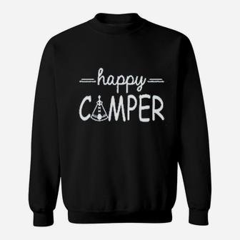 Happy Camper Cute Hiking Camping Trip Graphic Sweatshirt | Crazezy