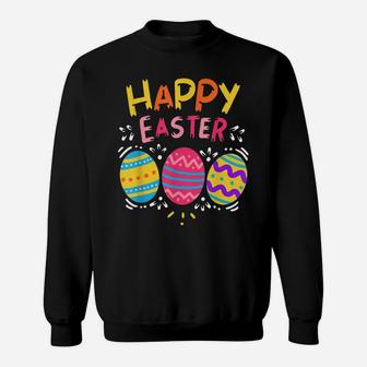 Happy Easter Day Colorful Dye Egg Hunting Cute Shirt Sweatshirt | Crazezy