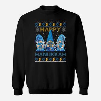 Happy Hanukkah Ugly Christmas Gnome Gnomies Menorah Dreidel Sweatshirt | Crazezy