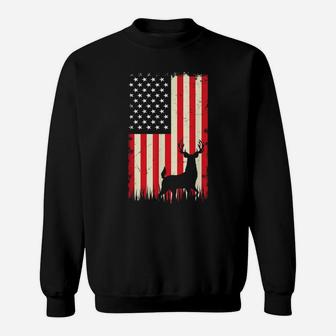 Hunting American Flag - Deer Hunter Buck Usa Gift Sweatshirt | Crazezy