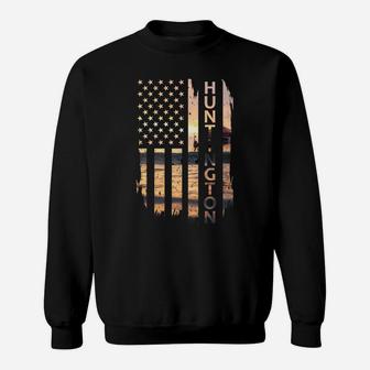 Huntington Beach Summer Sunset American Flag Sweatshirt Sweatshirt | Crazezy