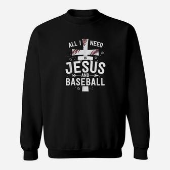 I Need Is Jesus And Baseball Christian Cross Mom Gift Sweatshirt | Crazezy