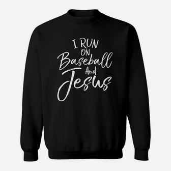 I Run On Baseball And Jesus Cool Christian Tee For Boy Sweatshirt | Crazezy CA