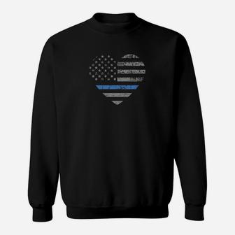 I Support The Thin Blue Line Heart Flag Sweatshirt Sweatshirt | Crazezy AU