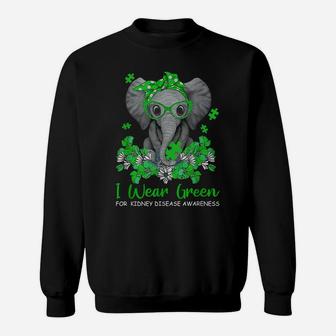 I Wear Green For Kidney Disease Awareness Elephant Survivors Sweatshirt | Crazezy