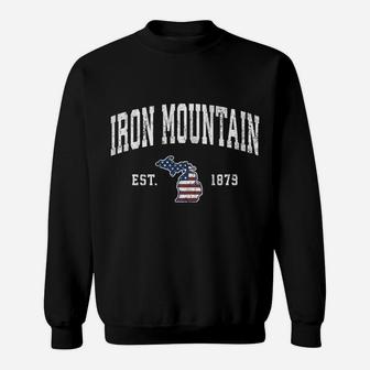 Iron Mountain Michigan Mi Vintage American Flag Design Sweatshirt Sweatshirt | Crazezy