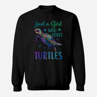 Just A Girl Who Loves Turtles Watercolor Sea Ocean Gift Sweatshirt | Crazezy