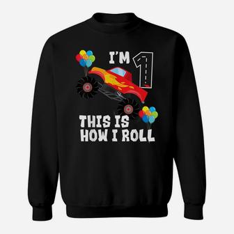 Kids 1 Year Old 1St Birthday Boy Monster Truck Car Party Sweatshirt | Crazezy