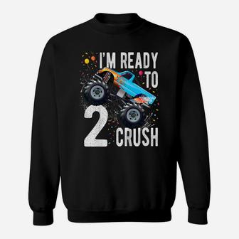Kids 2Nd Birthday Boy Shirt 2 Year Old Monster Truck Car T Shirt Sweatshirt | Crazezy