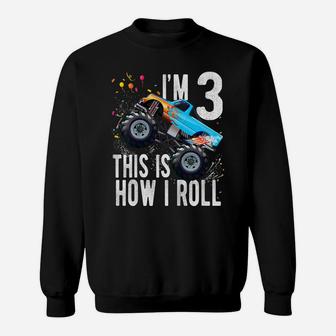 Kids 3 Year Old Shirt 3Rd Birthday Boy Monster Truck Car T Shirt Sweatshirt | Crazezy