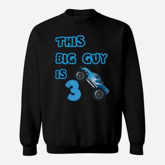 Kids 3Rd Birthday Boy Monster Truck Shirt 3 Year Old Boys Party Sweatshirt | Crazezy UK