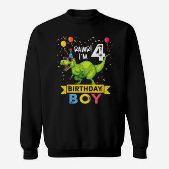 Kids 4 Year Old Shirt 4Th Birthday Boy T Rex Dinosaur T Shirt Sweatshirt | Crazezy UK